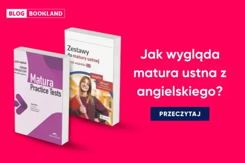 Dwie książki o maturze ustnej z angielskiego. Jedna z nich to "Matura Practice Tests", druga to "Zestawy do matury ustnej".