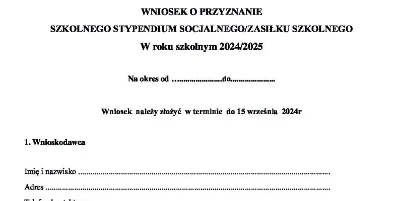 dokumenty stypendium szkolne wniosek