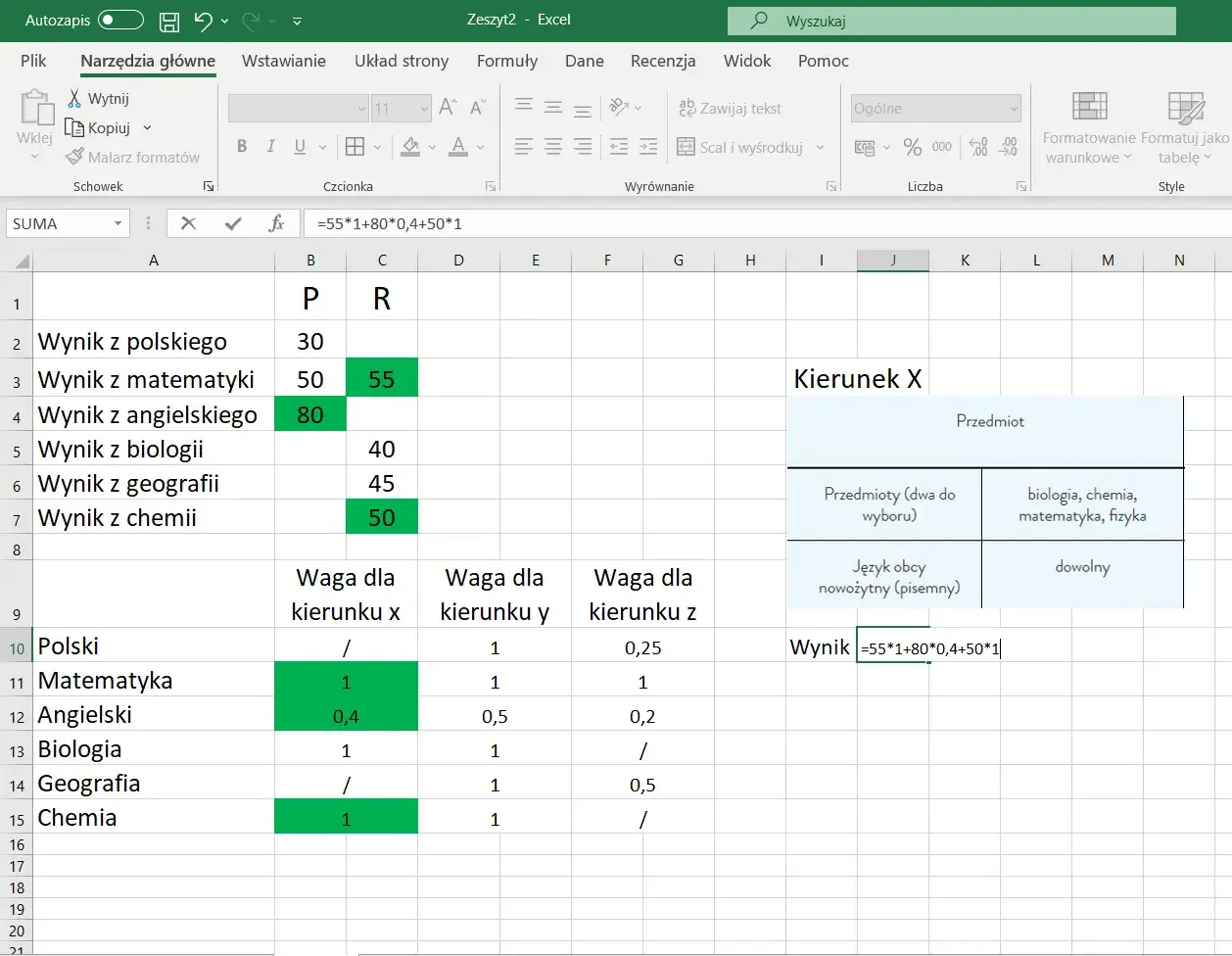 kalkulator punktów maturalnych online